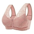 thumbnail image 1 of Xmarks Sexy Deep V Lace Bralette Front Zipper Wireless Padded Everyday Bras Push Up Wide Straps Underwear Vest for Women Dark Pink 40/90, 1 of 11