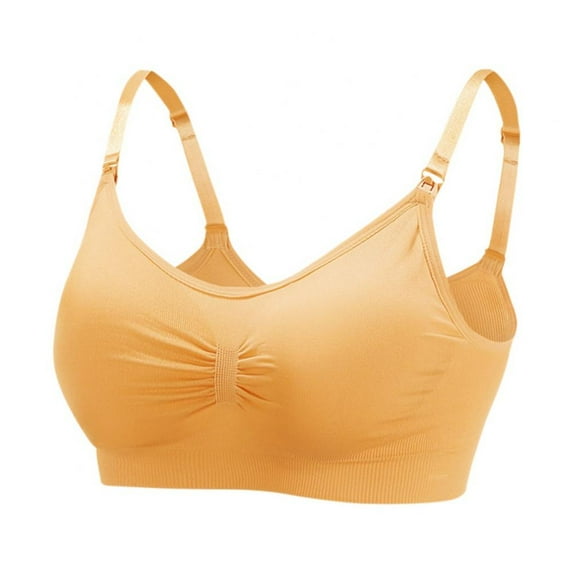 Xmarks Seamless Nursing Bra, Maternity Bra Breastfeeding Essentials for New Moms, Maternity Underwear Yellow 44/100ABCD,46/105ABCD