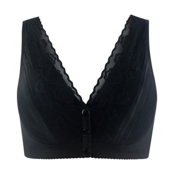 Xmarks Soft Cotton Bras for Women Wirefree Plus Size Front Closure - Wide Shoulder Straps Oversized Full-Coverage Wirefree Bra, for Everyday Wear