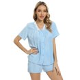 thumbnail image 1 of Xmarks Soft Pajamas Set Women's Short Sleeve Button Sleepwear Shorts Shirt PJ Set Blue XL, 1 of 6