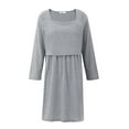 thumbnail image 1 of Xmarks Solid Color Maternity Dress, Pregnant Long Sleeve Labor Delivery Nursing Hospital Gowns, 1 of 7