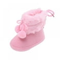 thumbnail image 1 of Xmarks Toddler Baby Boy's Girl's Snow Boot Flat Pom Pom Winter Warm Shoes Toddler Snow Warm Anti-Slip Boots Pink 0-18 Months, 1 of 7