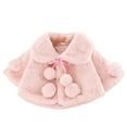 thumbnail image 1 of Xmarks Toddler Baby Girls Warm Cloak Coat Flower Girls Princess Faux Fur Bolero Shrug Jacket 0-3 Years Little Girl Fleece Pom Pom Cape Coat 0-6 mPink, 1 of 7