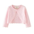 thumbnail image 1 of Xmarks Toddler Girls Knit Cropped Bolero Shrug Little Kids Long Sleeve Open Front Cardigan Sweater Pink 3-4Y, 1 of 10