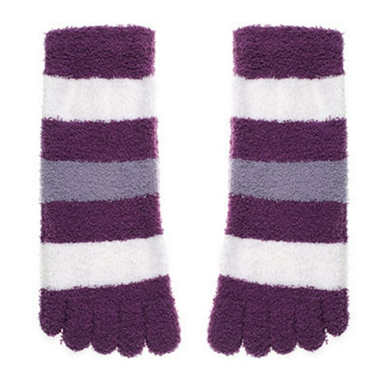 Xmarks Toe Socks for Women - Fuzzy Socks Fluffy Socks Five Finger Socks  Cozy Socks Winter Slipper Socks for Women Purple 