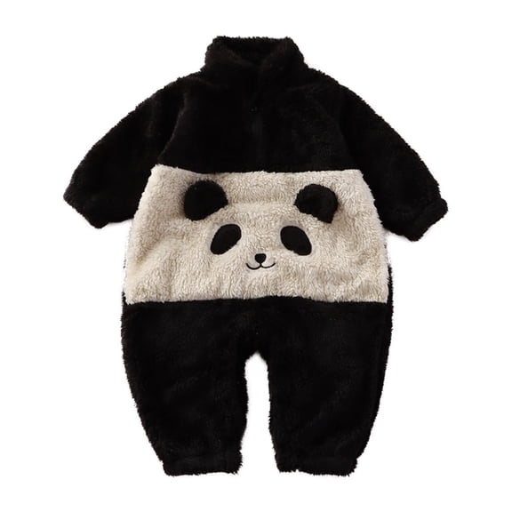 Xmarks Unisex Baby Fleece Onesie Plush Jumpsuits Long Sleeve Zipper One-Piece Pajama Romper Cartoon Cute Playsuits for Baby Boys and Girls Pjs 0-3 mBlack White