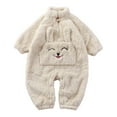 thumbnail image 1 of Xmarks Unisex Baby Fleece Onesie Plush Jumpsuits Long Sleeve Zipper One-Piece Pajama Romper Cartoon Cute Playsuits for Baby Boys and Girls Pjs 12-24 mBeige, 1 of 8
