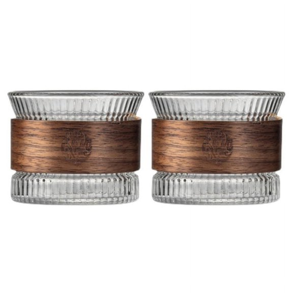 Xmarks Vertical Pattern Glass Retro Mug Japanese Heat-Resistant Glass Coffee Cup Wood Chip Heat Insulation and Anti-Scalding Tea Cup Set of 2