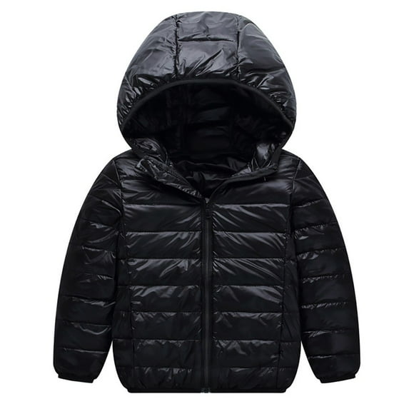 Xmarks Winter Down Coats for Little Big Boys Girls Lightweight Puffer Jacket Hooded Warm Outerwear, 2-13 T 12-13 yBlack