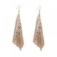 thumbnail image 1 of Xmarks Women Earrings Metal Mesh Grid Sequins Tassel Long Drop Dangle Earrings, 1 of 11