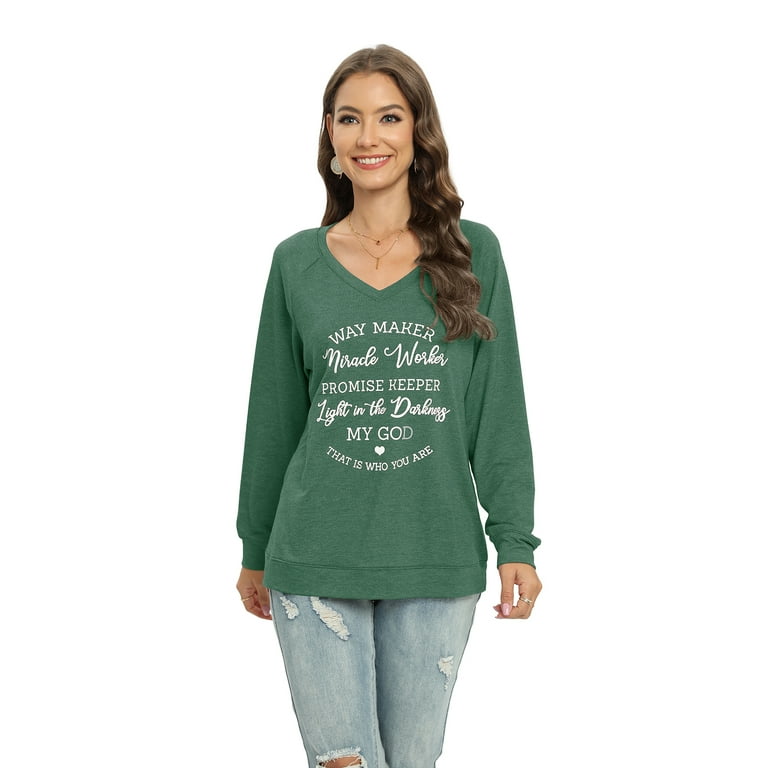 Xmarks Women Inspirational Letter Short Sleeve Tee Tops Green US