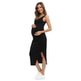 thumbnail image 1 of Xmarks Women Sleeveless Tank Maternity Dress Scoop Neck Pregnancy Midi Dresses Detachable Strap Nursing Dress for Breastfeeding Ruch Side Stretchy Pregnancy Clothes S-2XL, 1 of 7
