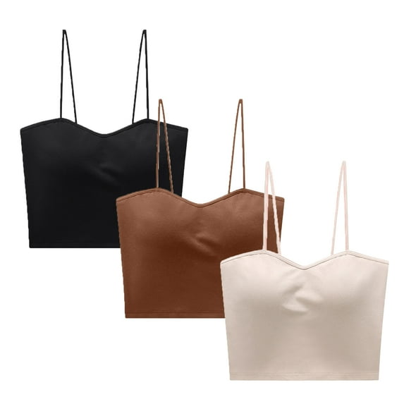 Xmarks Women's Basic Solid Cami Spaghetti Dmall V Neck Crop Tank Top S-XL