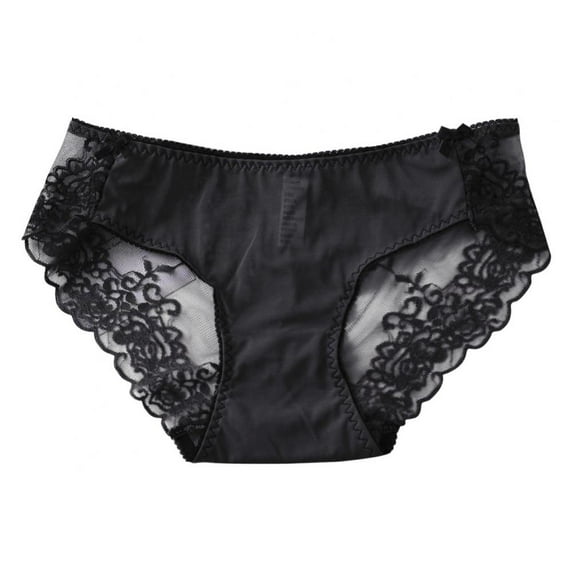 Xmarks Women's Floral Lace Underwear Briefs Panty Black 93-137LBS