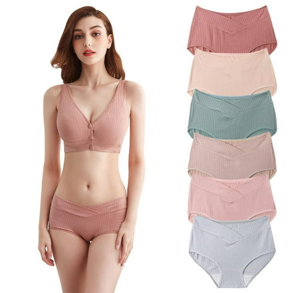 Xmarks Women's Cotton Maternity Underwear 6 Packs, Pregnancy Panties Postpartum Mother Under Bump Underwear 88-187LBS
