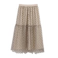 thumbnail image 1 of Xmarks Women's Flared Skirt High Elastic Waist Polka Dot Pleated Ruffle Hem Midi Vintage Skirts, 1 of 12