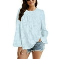 thumbnail image 1 of Xmarks Women's Lantern Sleeve Crewneck Loose Babydoll Shirt Loose Blouse, 1 of 11