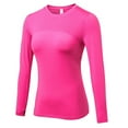 thumbnail image 1 of Xmarks Women's Long Sleeves Slim Compression Fitness Running Yoga Sports T-Shirt Sweat-wicking quick-drying Mesh Stitching Stretch Tops Solid Color Round Neck Workout Shirts XS-XXL, 1 of 6