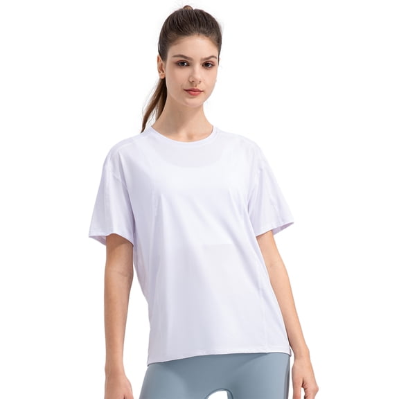 Xmarks Women's Loose Fitting Sports Short Sleeved Crewneck Workout Shirt Casual Lightweight Outdoor Breathable Running Fitness Quick-drying Tops