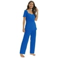thumbnail image 1 of Xmarks Women's Maternity Nursing Pajamas Set with Adjustable Waist Bnad Soft Pregnancy Breastfeeding Pj Set Blue S, 1 of 7