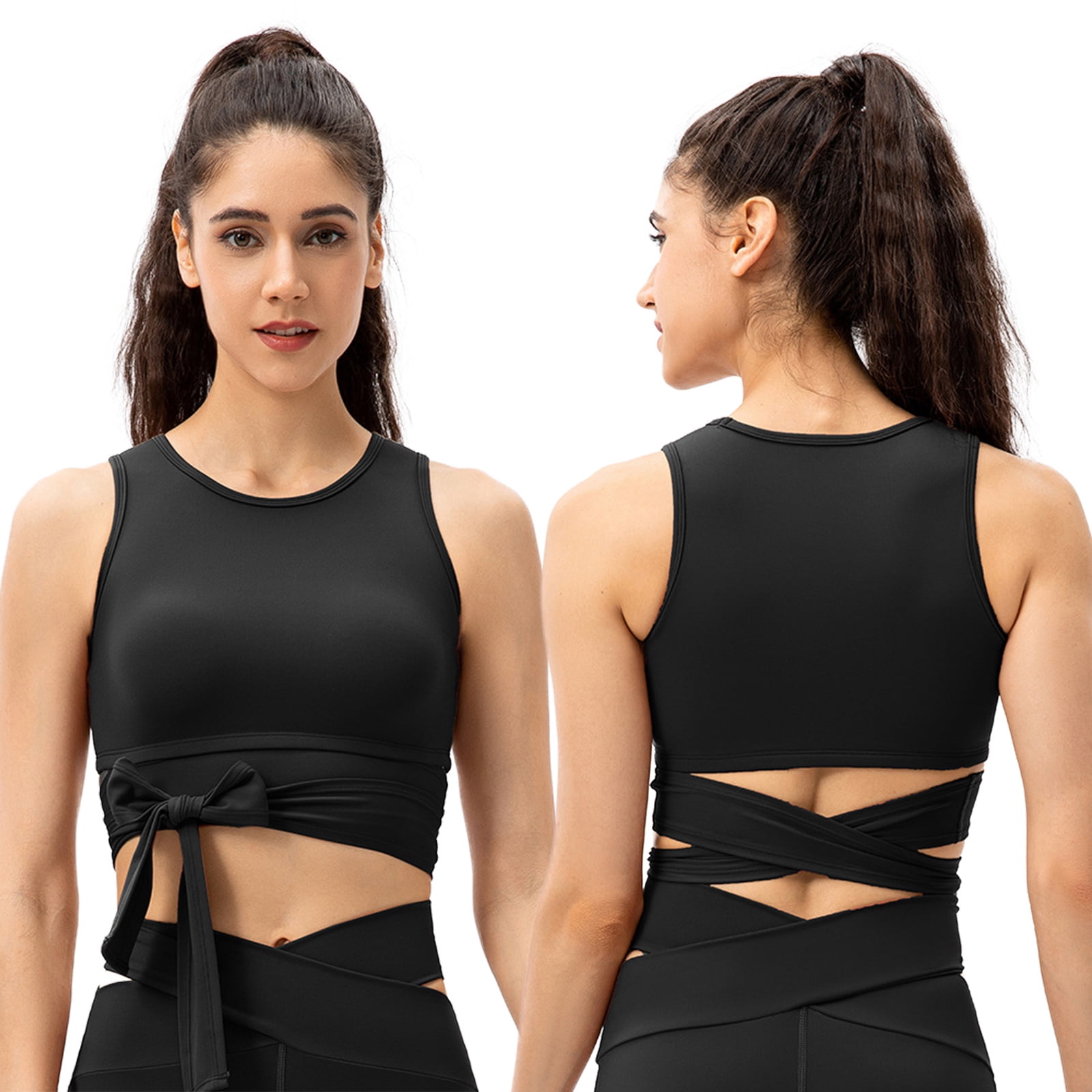 Xmarks Women's Medium Support Sport Bra Tie Up Yoga Tank Top Padded