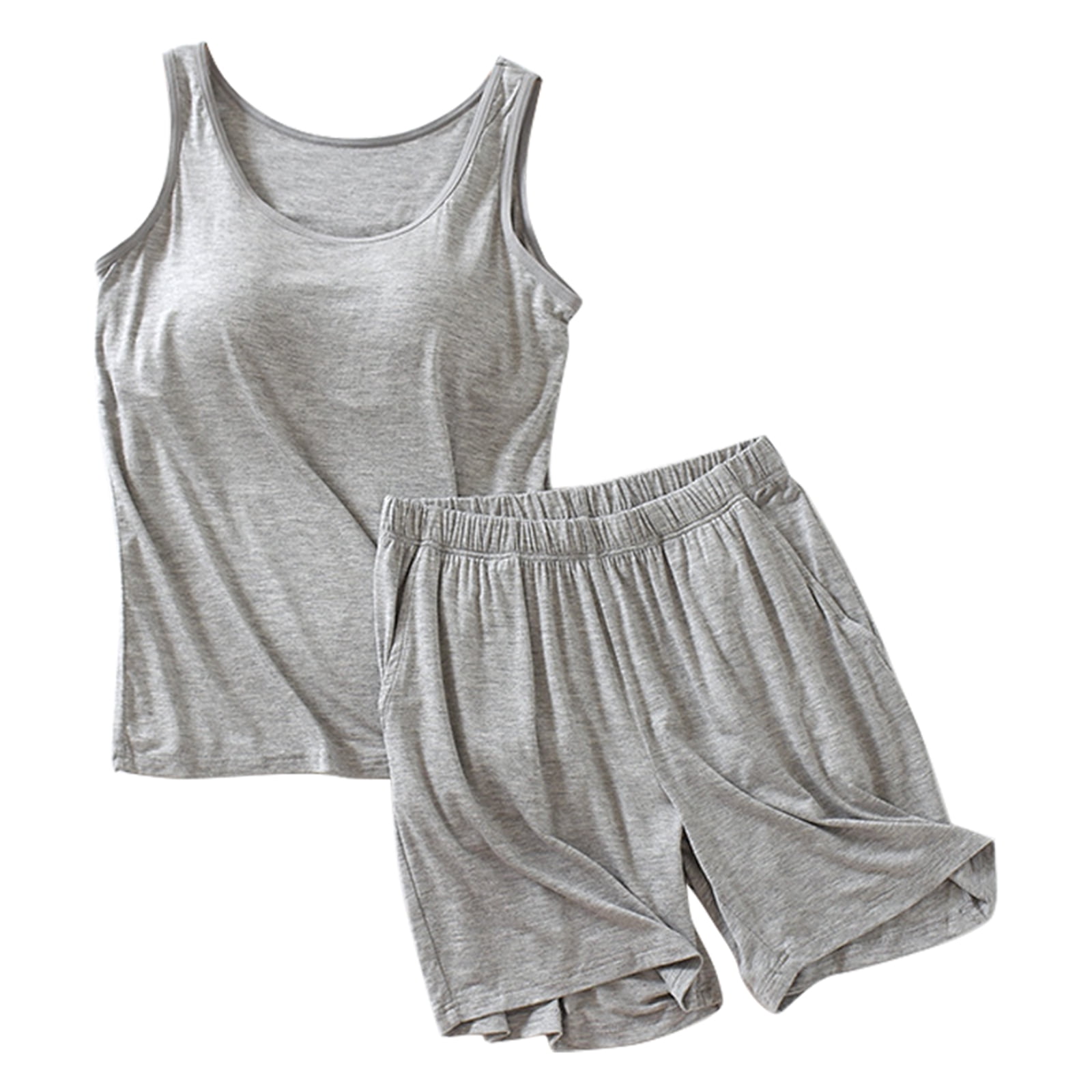 Xmarks Women's Modal Pajamas Set Sleeveless Sleepwear Tank Top with