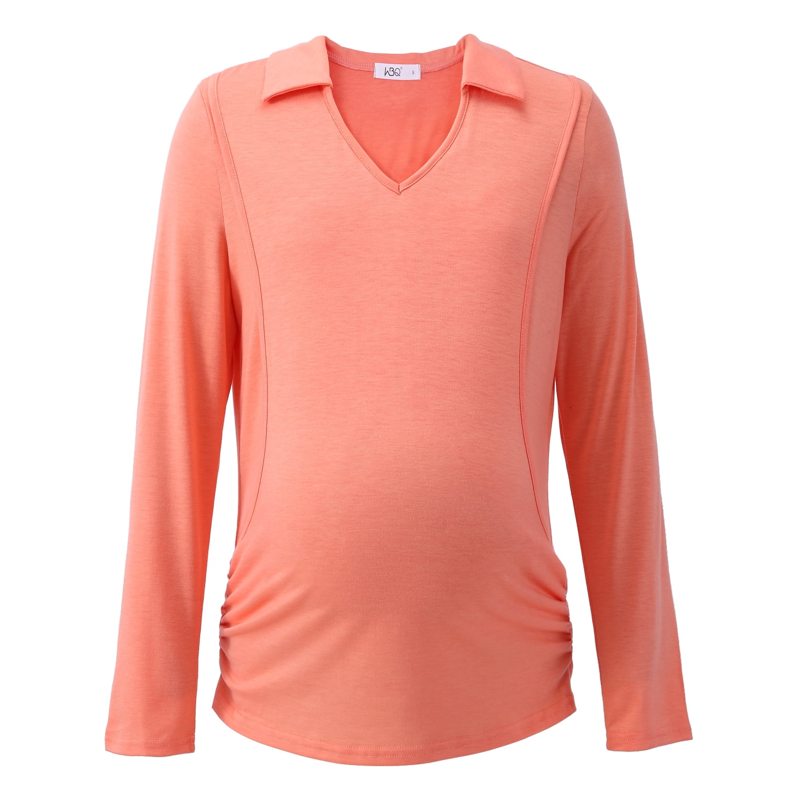 Tiorhooe Women's Knit Maternity Tops Long Sleeve Breastfeeding Pregnancy Top Square Neck Tunic Maternity Clothes, Purple1, L