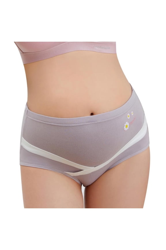 Women's Over Bump Maternity Underwear High Waist Seamless Pregnancy Briefs Panties Multi-Pack Gray XL