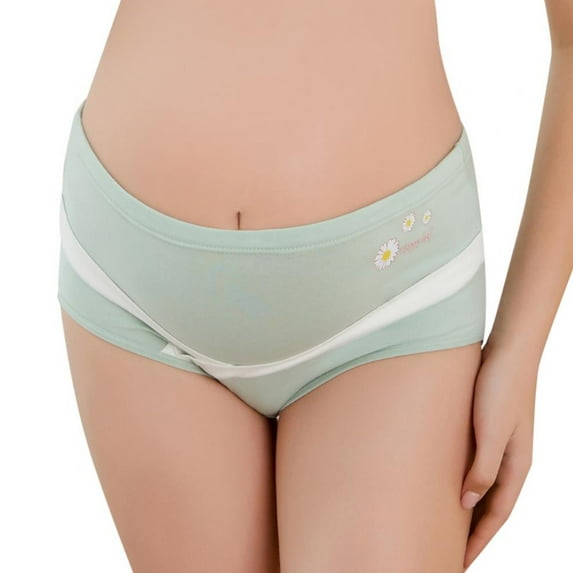 Xmarks Women's Over Bump Maternity Underwear High Waist Seamless Pregnancy Briefs Panties Multi-Pack Green 3XL