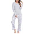 thumbnail image 1 of Xmarks Women's Pajamas Set Long Sleeve Sleepwear Top with Floral Printed Pants 2 Pieces Cozy Loungewear Pj Set, S-2XL, 1 of 6