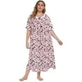 thumbnail image 1 of Xmarks Women's Plus Size Nightgown Sleepwear Short Sleeve Vintage Lace Square Neck Night Gown Oversized Printed House Dress Housecoat Soft Full-Length Sleep Dress XL-5XL, 1 of 6