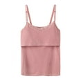 thumbnail image 1 of Xmarks Women's Ribbed Maternity Camisole Nursing Tank Top V-Neck Breastfeeding Shirt Double Layer Pregnancy Blouse, 1 of 9