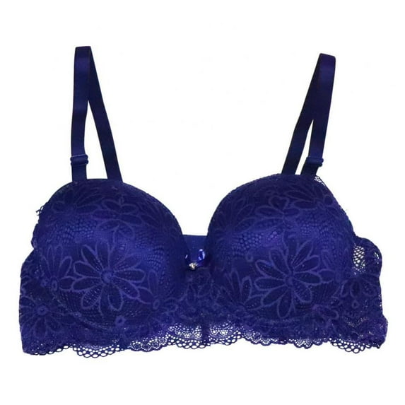 Xmarks Women's Sexy Lace Bra Underwire Balconette Unlined Bralette Blue 90BC