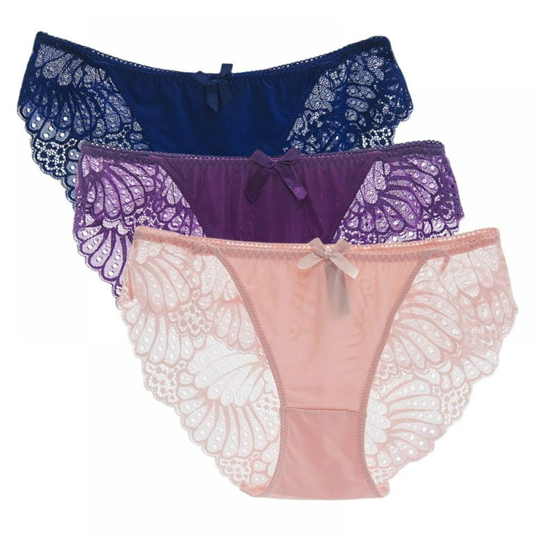 Xmarks Women's Sexy Underwear 3 Packs Lace Panties Low Waisted