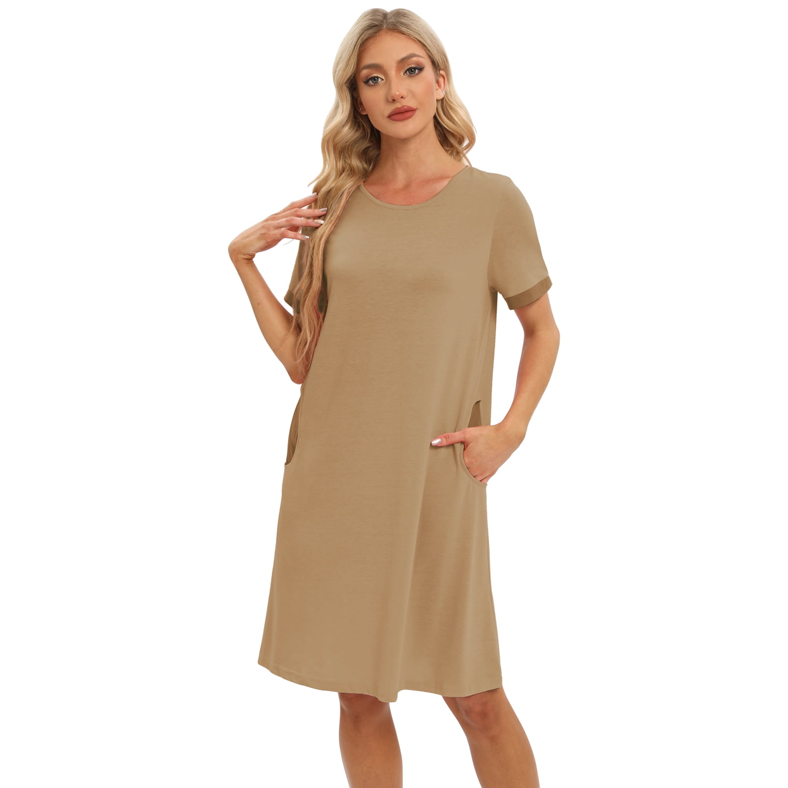 KIHOUT Womens Sleeveless Dresses Plus Size Women Cotton Nightgown