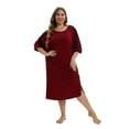 thumbnail image 1 of Xmarks Women's Short Sleeve Sleepshirt Scoopneck Neck Sleepwear Soild Nightshirt Plus Size Red XL, 1 of 6