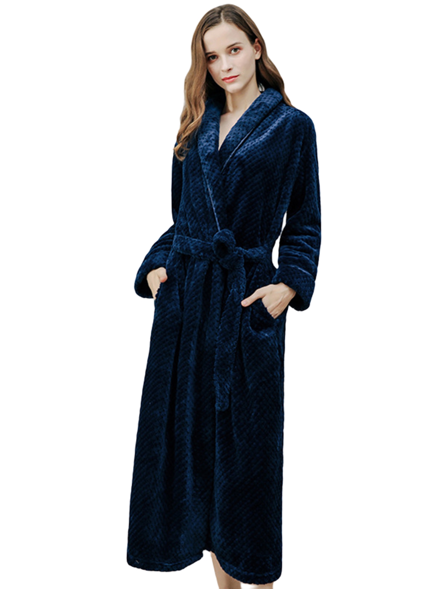 Xmarks Women's Terry Bathrobe Big & Tall Long Plush Shawl Collar