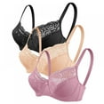 thumbnail image 1 of Xmarks Women's Underwire Oversized Plus-size Bra 3 Packs Large Chest Show Lace Sexy Underwear 34/75C-40/90D, 1 of 5