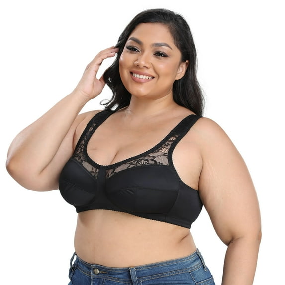 Xmarks Women's Wireless Bra, Smooth Non Padded Comfort Soft Bra, Full Coverage Lingerie, Plus Size Bra for Women 90C-105E