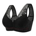 thumbnail image 1 of Xmarks Women's Zip Front Sport Bra Plus Size Wirefree Lace Bra Full Coverage T-Shirt Bra, Black, 40/90, 1 of 11