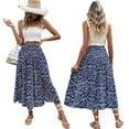 thumbnail image 1 of Xmarks Womens 2024 Spring Summer Vintage High Waisted Flowy Slit Midi Maxi Skirts Casual Lightweight Comfy Boho Floral Beach Skirt, 1 of 9