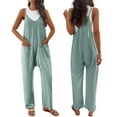 thumbnail image 1 of Xmarks Womens Casual Sleeveless V Neck Jumpsuits Spaghetti Strap Loose Romper Loose Long Wide Leg Pants with Pockets, 1 of 7