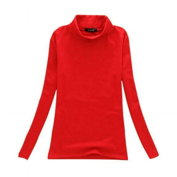 Xmarks Womens Long Sleeve Mock Turtleneck Stretch Fitted Shirts Red Tag XL/US M