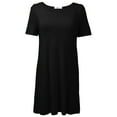 thumbnail image 1 of Xmarks Womens Sleepshirt Soft Sleepwear Pleated Nightshirt Comfy Sleep Dress Short Sleeve Nightdress Black US 8, 1 of 6