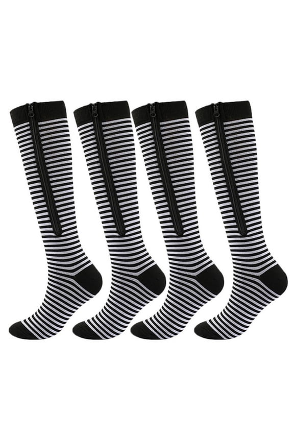 Zipper Compression Socks Men & Women - 2 Pairs Of Closed Toe Compression Socks Knee High Gray M