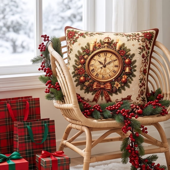 Xmas 2D Christmas Pillow Cover, Throw Pillow Case, Sofa Bedroom Home Holiday Decor, 17.71 in