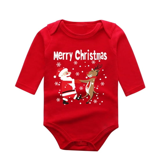 Xmas Baby Infant Newborn Boys Girls Letter Cute Long Sleeve Romper Outfit Christmas Clothes Tuxedo Sunrise