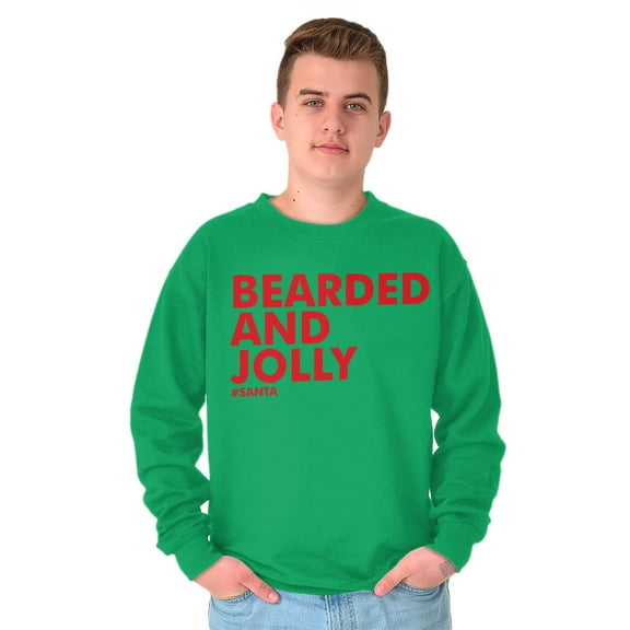 Xmas Bearded and Jolly Hashtag Santa Men's Crewneck Sweatshirt Brisco Brands M