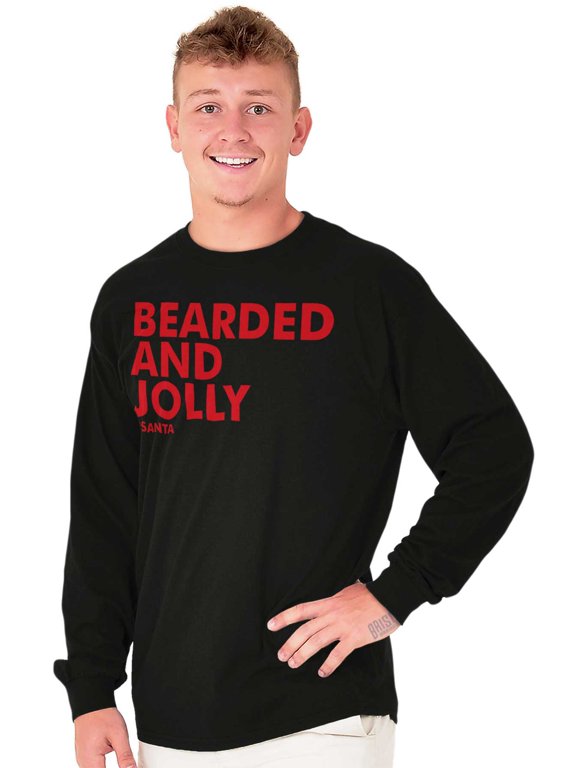 Xmas Bearded and Jolly Hashtag Santa Men's Long Sleeve Tee T Shirt Brisco Brands S