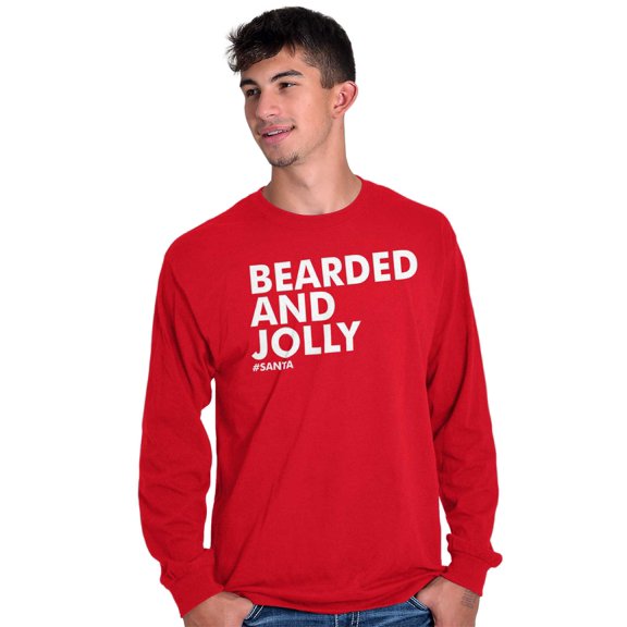 Xmas Bearded and Jolly Hashtag Santa Men's Long Sleeve Tee T Shirt Brisco Brands X